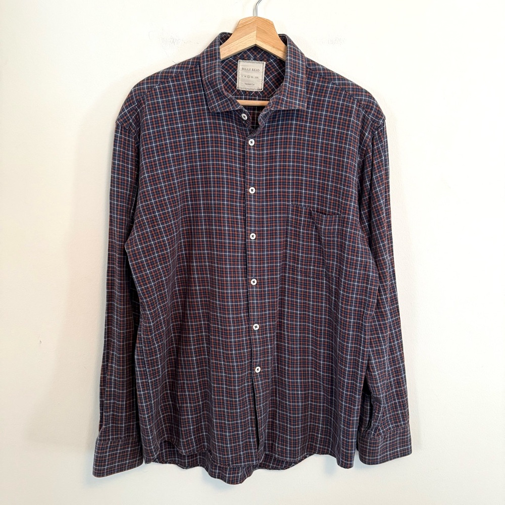 Billy Reid 100% Cotton Standard Cut Collared Plaid Shirt